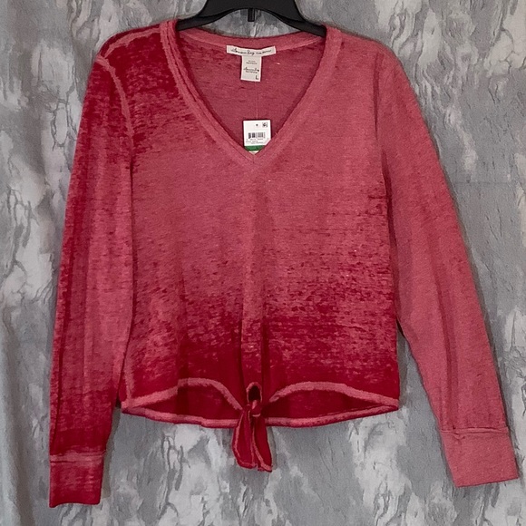 NWT American Rag Brand, Red V-Neck Burnout Tee, Lg - Picture 6 of 7